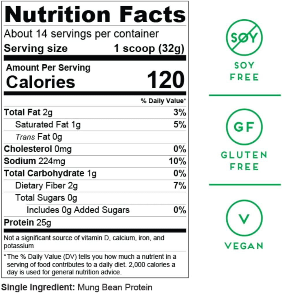 Green Boy Plant-based Mung Bean Protein Powder Made From Single Ingredient, Vegan and Clean Alternatives for Plant Protein, Good for Cooking, Baking and Smoothies, No Added Sugar, Soy or Gluten (16oz)