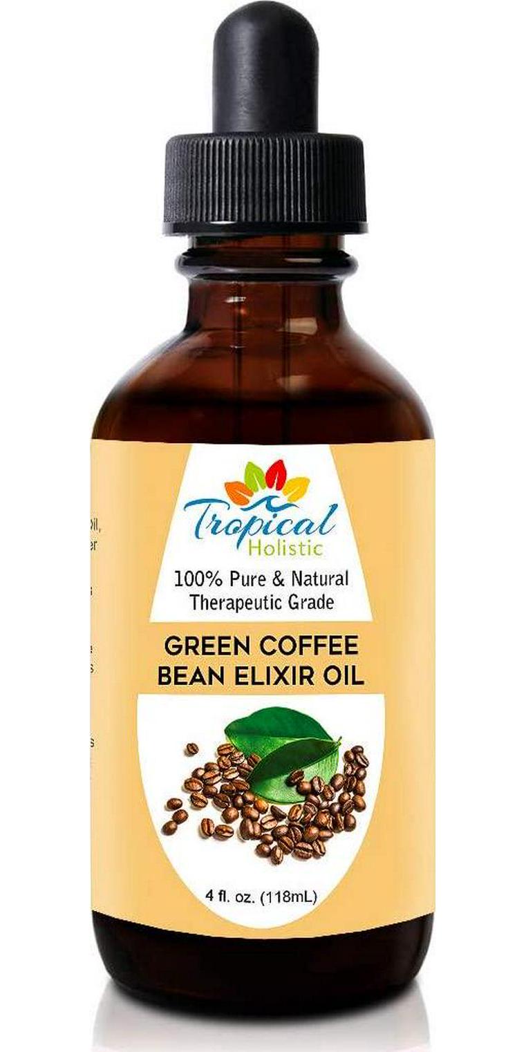 Green Coffee Bean Elixir Oil 4 oz -100% Pure Unrefined Blended Total Body Massage Oil for Cellulite, Weight Loss, Massage, Smoother, Firmer Skin