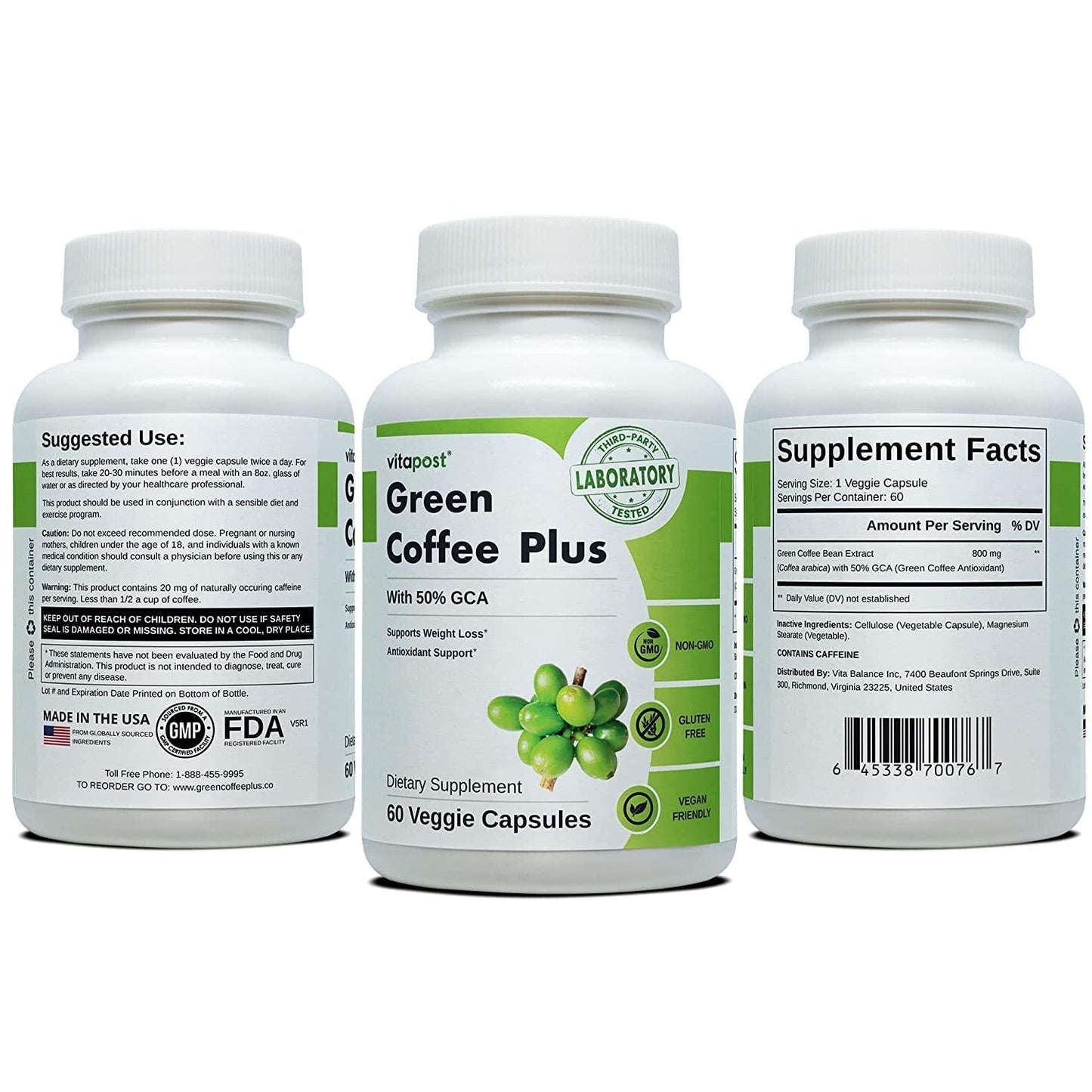 Green Coffee Plus | Premium Green Coffee Bean Extract. Supports Weight Loss, Rich in Antioxidants. Non-GMO, Vegan, and Gluten Free. 60 Capsules