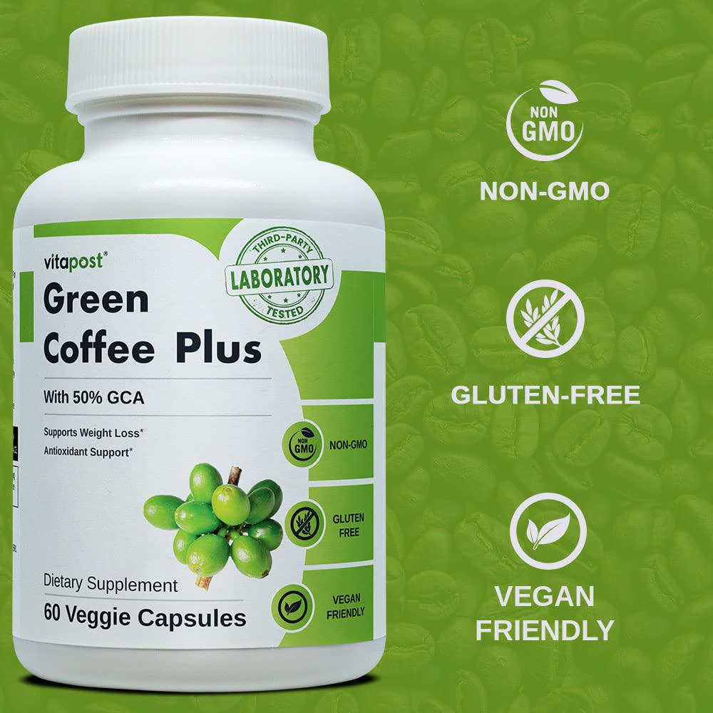 Green Coffee Plus | Premium Green Coffee Bean Extract. Supports Weight Loss, Rich in Antioxidants. Non-GMO, Vegan, and Gluten Free. 60 Capsules