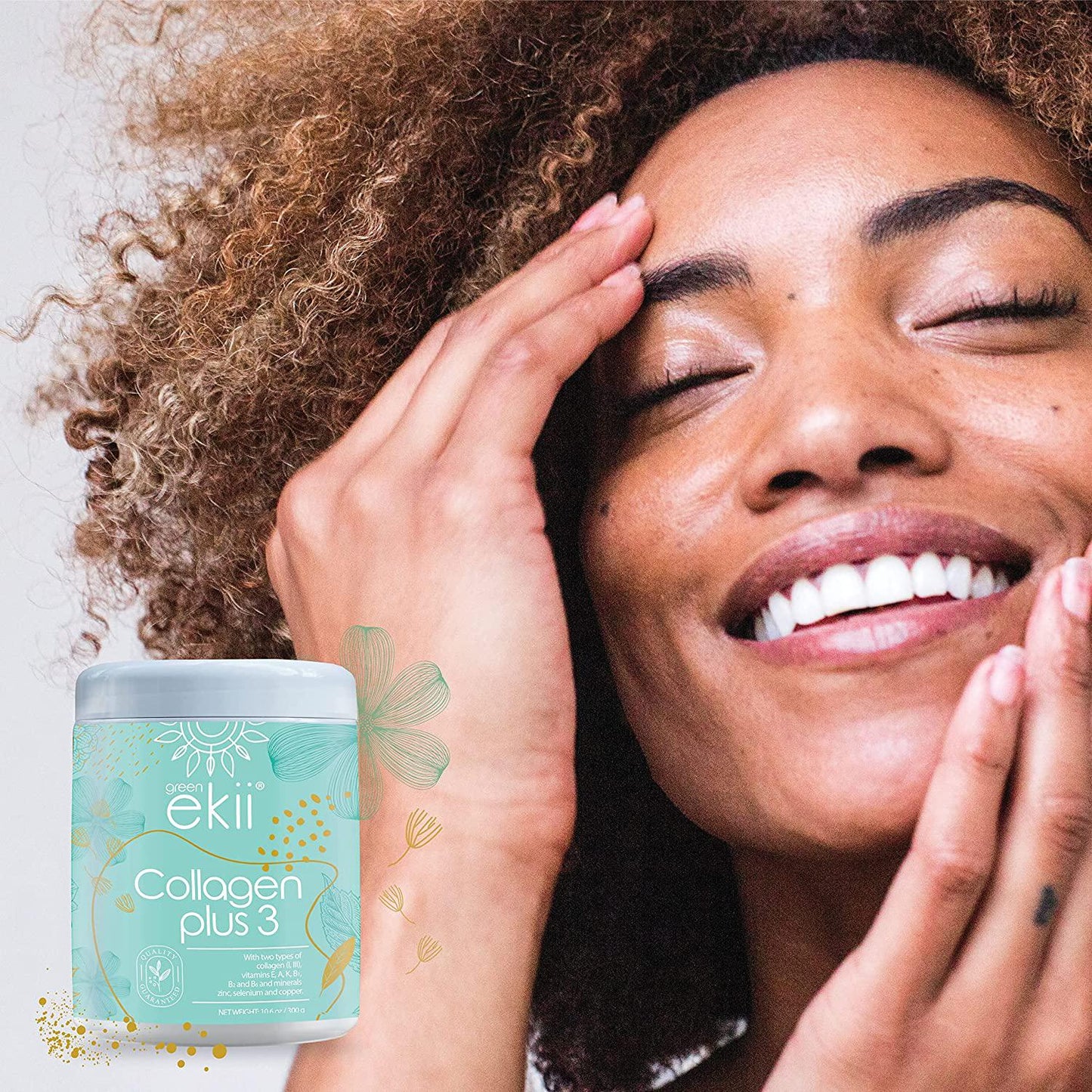 Green Ekii Collagen Plus 3 with Collagen Types I and III Added with Vitamins and Minerals - 10,000 mg of Collagen per Serve 10.6 oz (300 g)