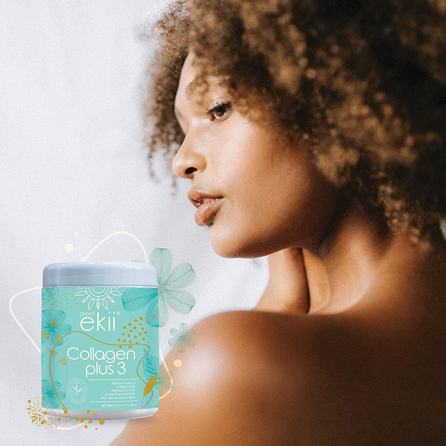 Green Ekii Collagen Plus 3 with Collagen Types I and III Added with Vitamins and Minerals - 10,000 mg of Collagen per Serve 10.6 oz (300 g)