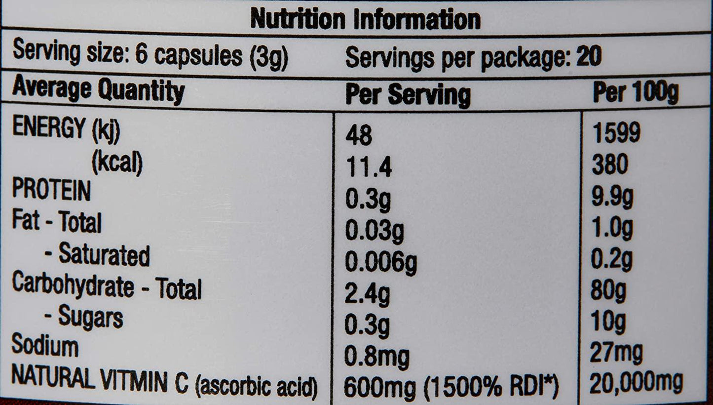 Green Nutritionals Organic Green 600 mg Vitamin C 120 Capsules , 120 count, Pack of 120