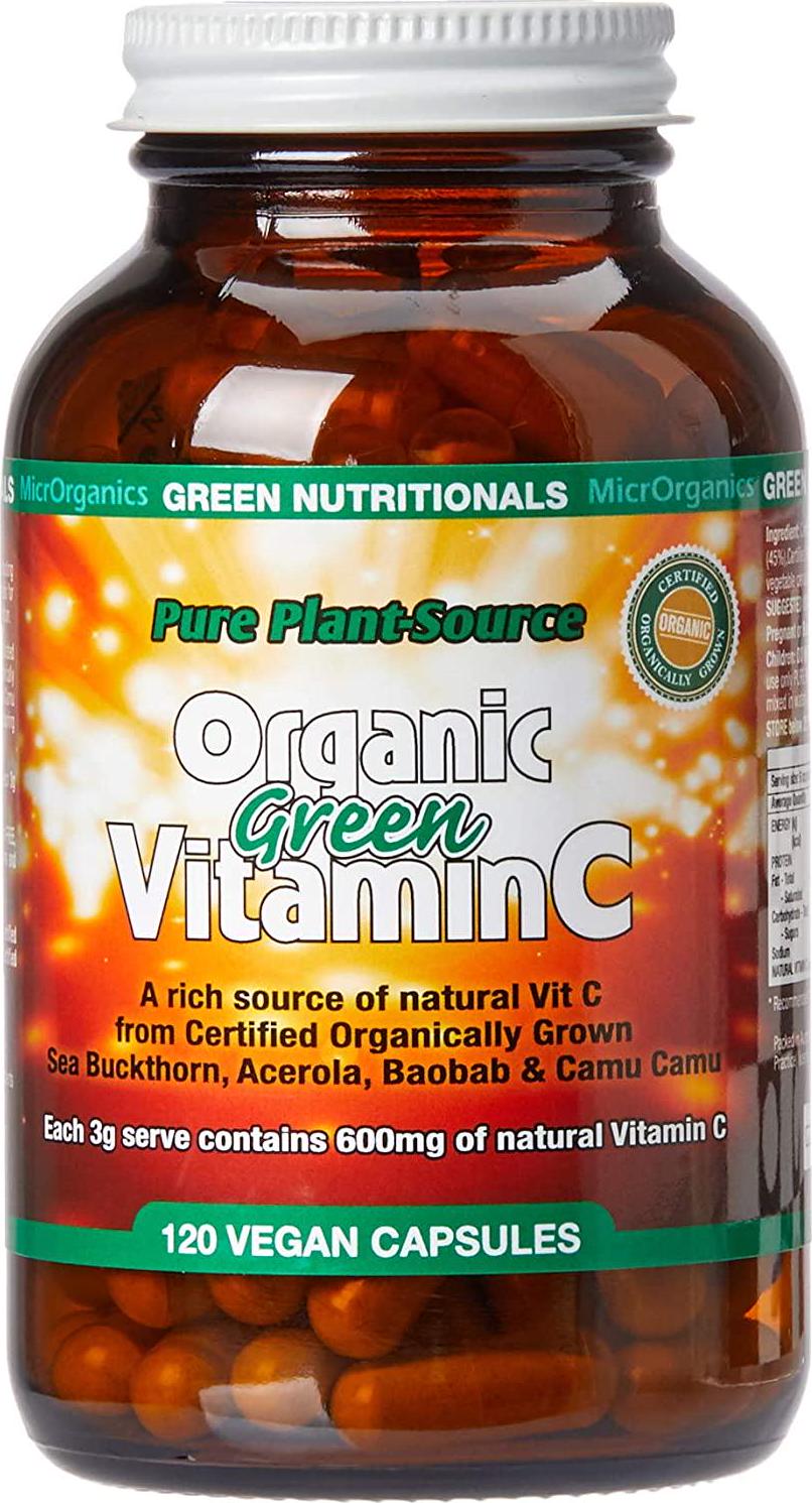 Green Nutritionals Organic Green 600 mg Vitamin C 120 Capsules , 120 count, Pack of 120