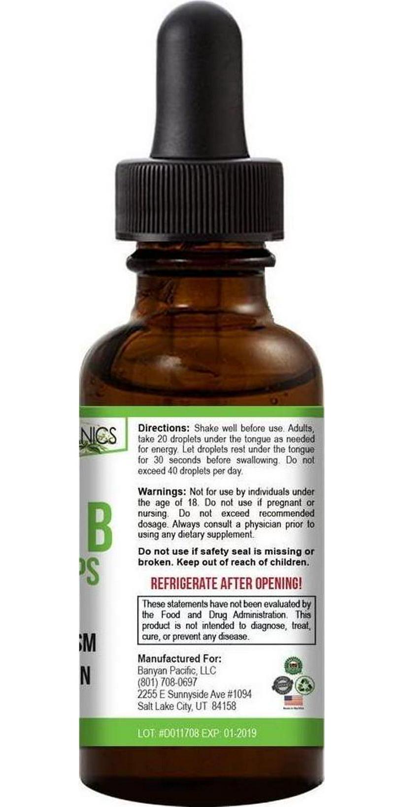 Green Organics Vitamin B Complex Liquid Drops to Support Energy, Vitality, and Immunity Health (2 Fl Oz)