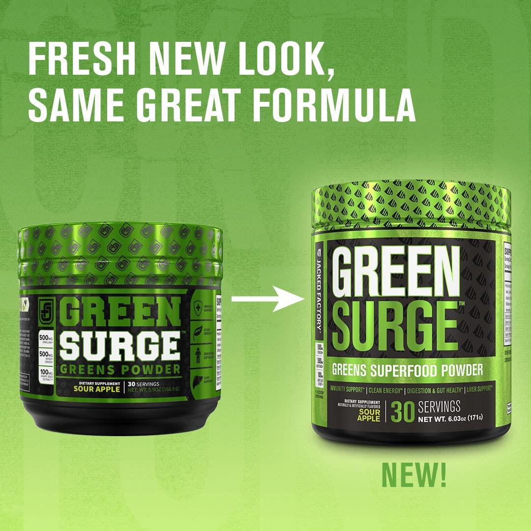 Green Surge Green Superfood Powder Supplement - Keto Friendly Greens Drink w/Spirulina, Wheat and Barley Grass, Organic Greens - Green Tea Extract, Probiotics and Digestive Enzymes - Lemon Lime - 30sv