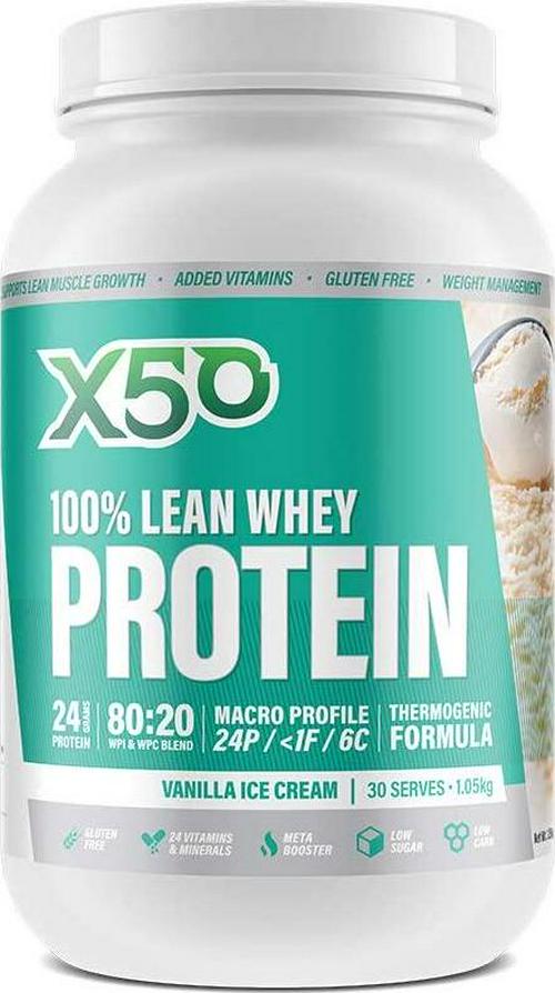 Green Tea X50 100% Lean Whey Protein Powder - Vanilla Ice Cream, 1.05 kg