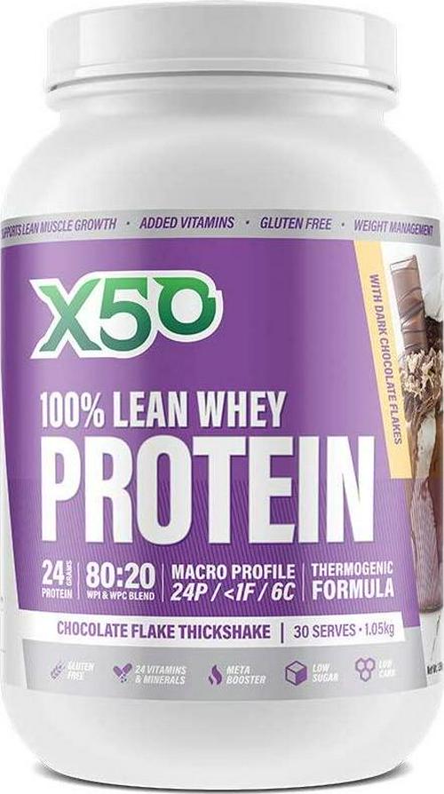 Green Tea X50 100% Lean Whey Protein Powder - Chocolate Flake Thickshake, 1.05 kg