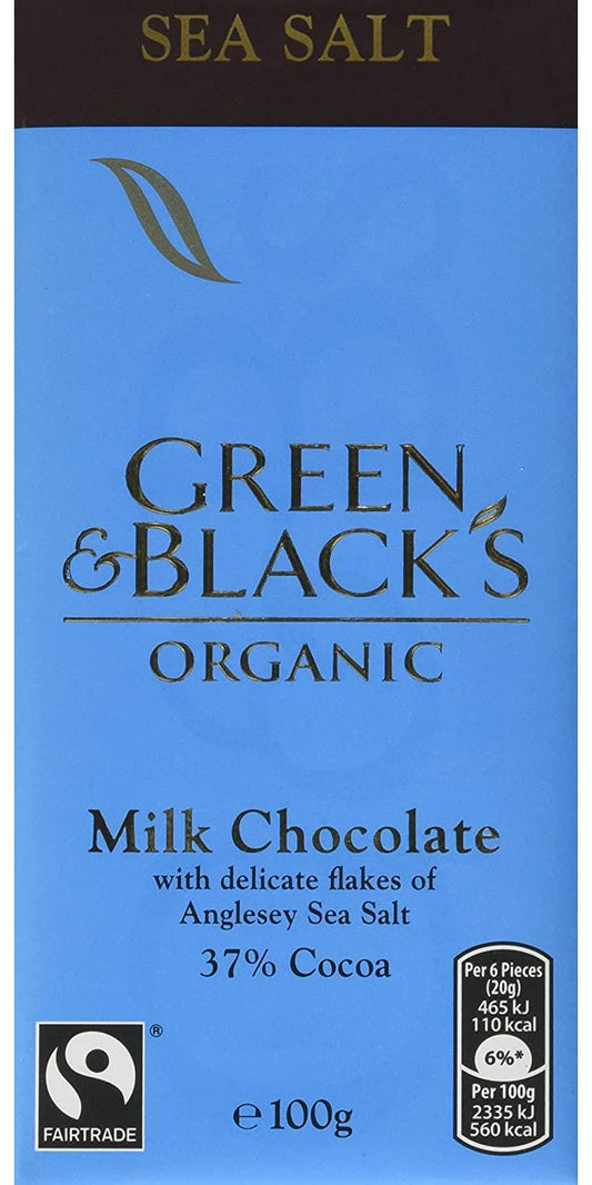 Green and Black's Chocolate Bar Milk Sea Salt, 3.5 OZ