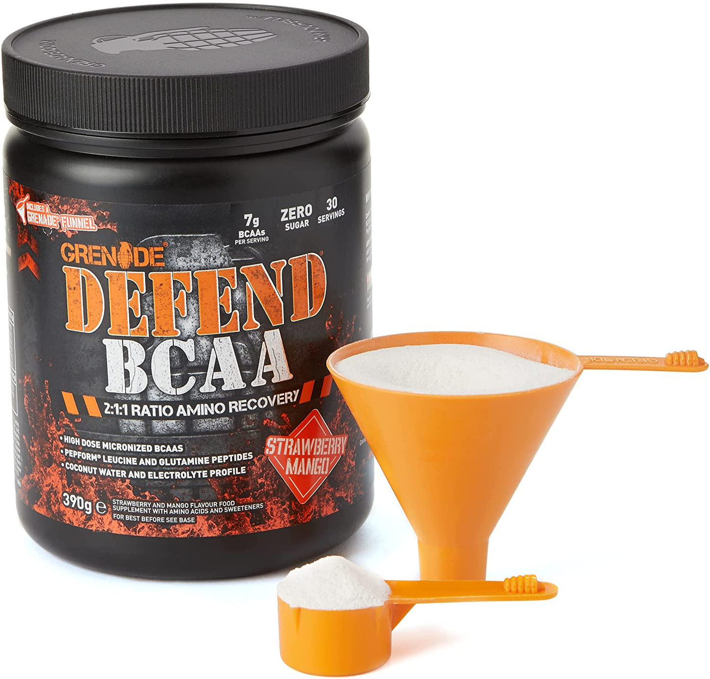 Grenade Defend BCAA Powder, Strawberry Mango, 390 g (7 g BCAA's Per Serving - 30 Servings Per Tub)