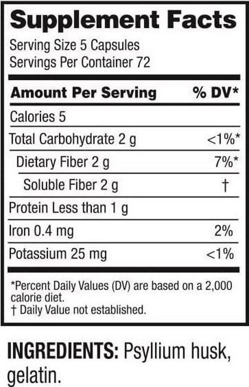 Guardian Fiber Capsules 720 Count, Natural Psyllium Husk Supplement (520mg per Capsule), Fiber Pills