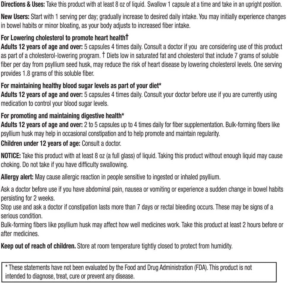 Guardian Fiber Capsules 720 Count, Natural Psyllium Husk Supplement (520mg per Capsule), Fiber Pills