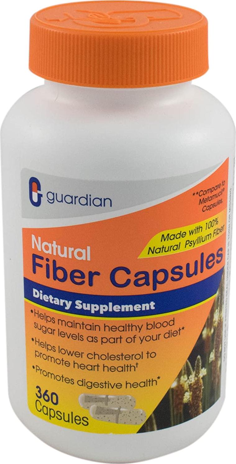 Guardian Fiber Capsules 720 Count, Natural Psyllium Husk Supplement (520mg per Capsule), Fiber Pills