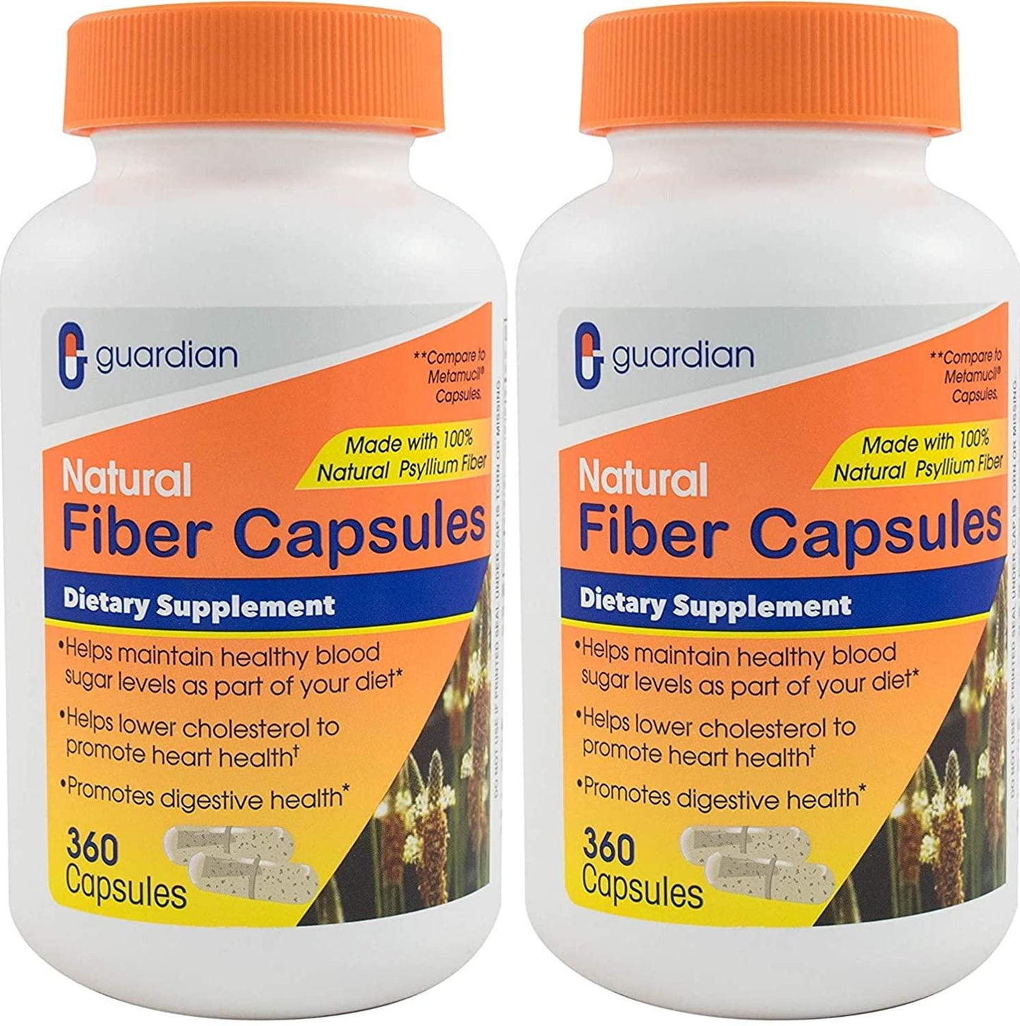 Guardian Fiber Capsules 720 Count, Natural Psyllium Husk Supplement (520mg per Capsule), Fiber Pills