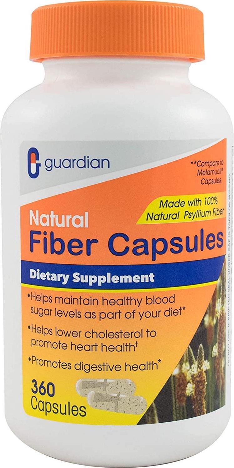 Guardian Fiber Capsules 720 Count, Natural Psyllium Husk Supplement (520mg per Capsule), Fiber Pills