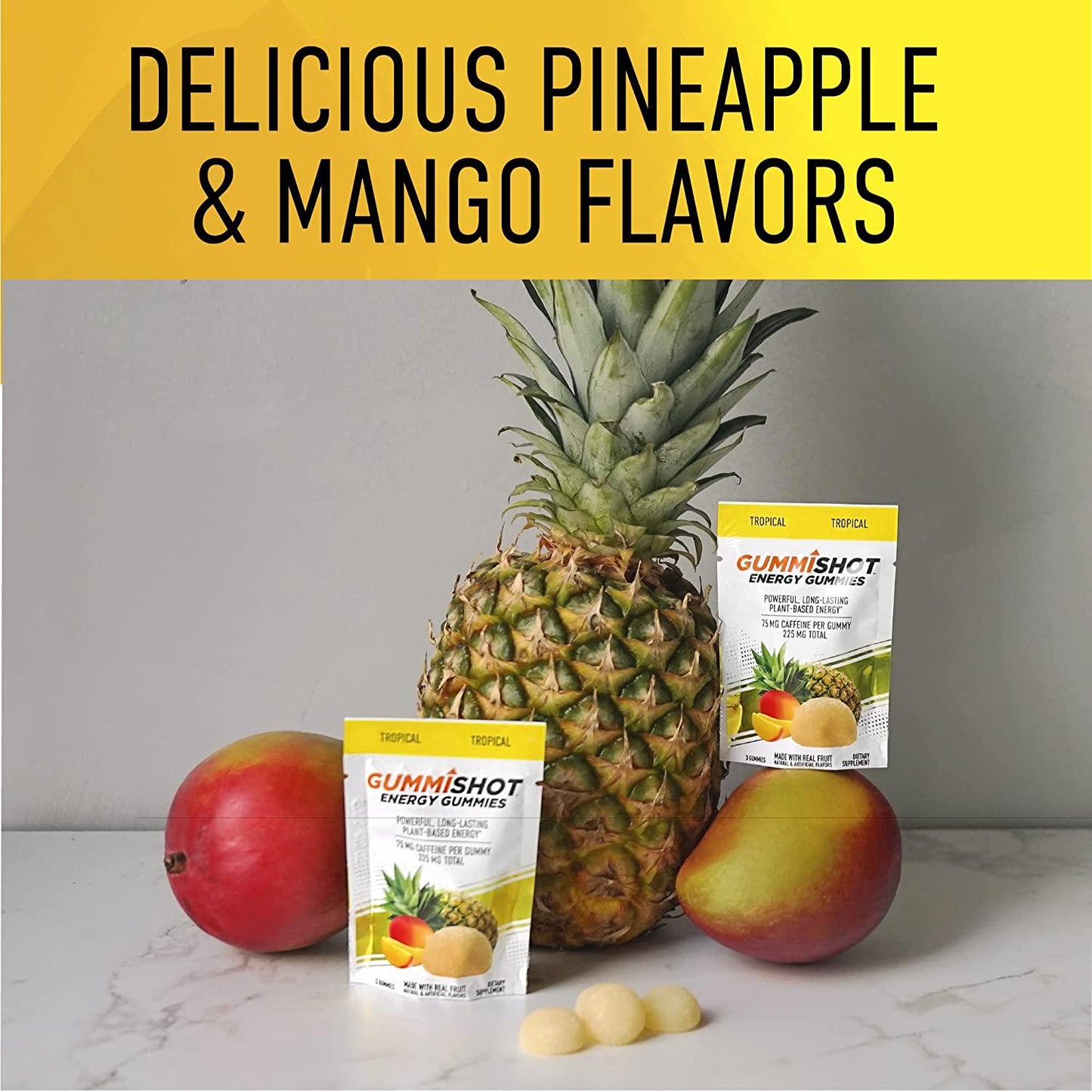 GummiShot Energy Gummies, 225 mg of Plant-Based Caffeine Chews per Pouch, Long Lasting Energy Boosters, Variety (9-Pack)