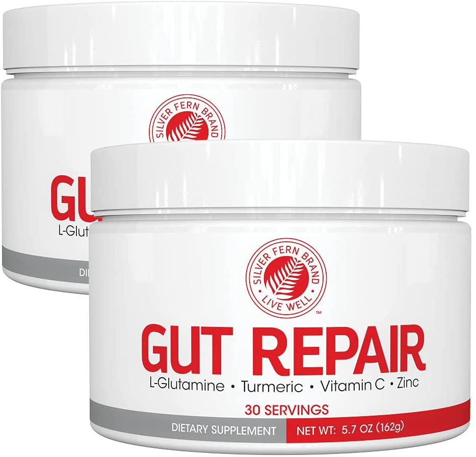Gut Repair - Digestive Health Supplement Powder - L-Glutamine, Curcumin, Zinc and Ascorbic Acid Blend to Rebuild Intestinal Lining, Boost Immunity, Reduce Intestinal Inflammation (2 Tubs - 60 Servings)