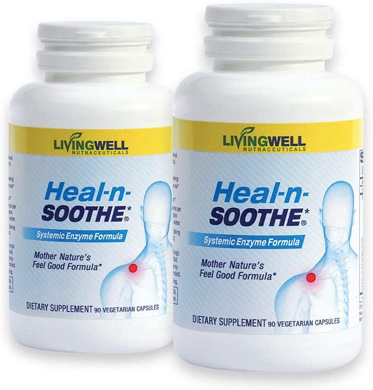 HEAL-N-SOOTHE 180 Count Two Pack Pain Relief Anti Inflammatory Supplement Proteolytic Enzyme Joint Pain Relief Natural Pain Relief Joint Supplements