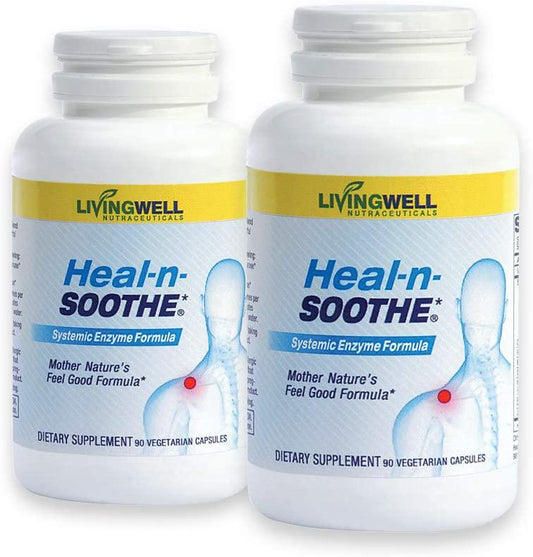 HEAL-N-SOOTHE 180 Count Two Pack Pain Relief Anti Inflammatory Supplement Proteolytic Enzyme Joint Pain Relief Natural Pain Relief Joint Supplements