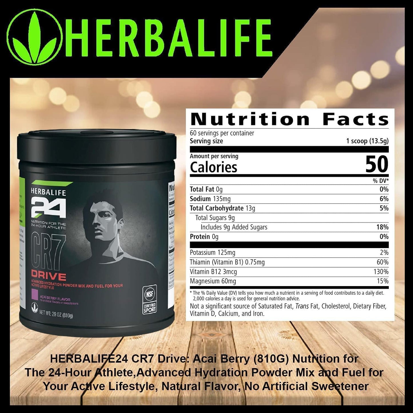 HERBALIFE24 CR7 Drive: Acai Berry (810G) Nutrition for The 24-Hour Athlete,Advanced Hydration Powder Mix and Fuel for Your Active Lifestyle, Natural Flavor, No Artificial Sweetener