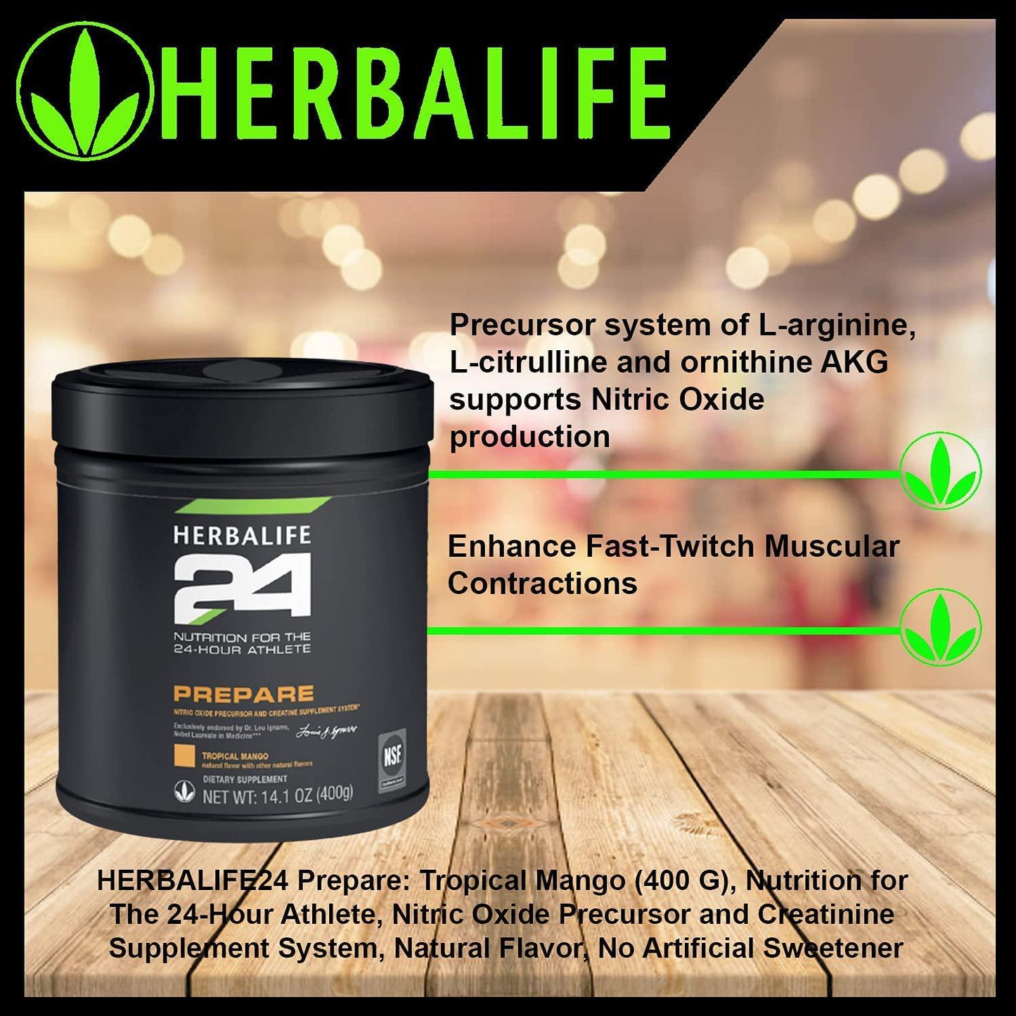 HERBALIFE24 Prepare: Tropical Mango (400 G), Nutrition for The 24-Hour Athlete, Nitric Oxide Precursor and Creatinine Supplement System, Natural Flavor, No Artificial Sweetener