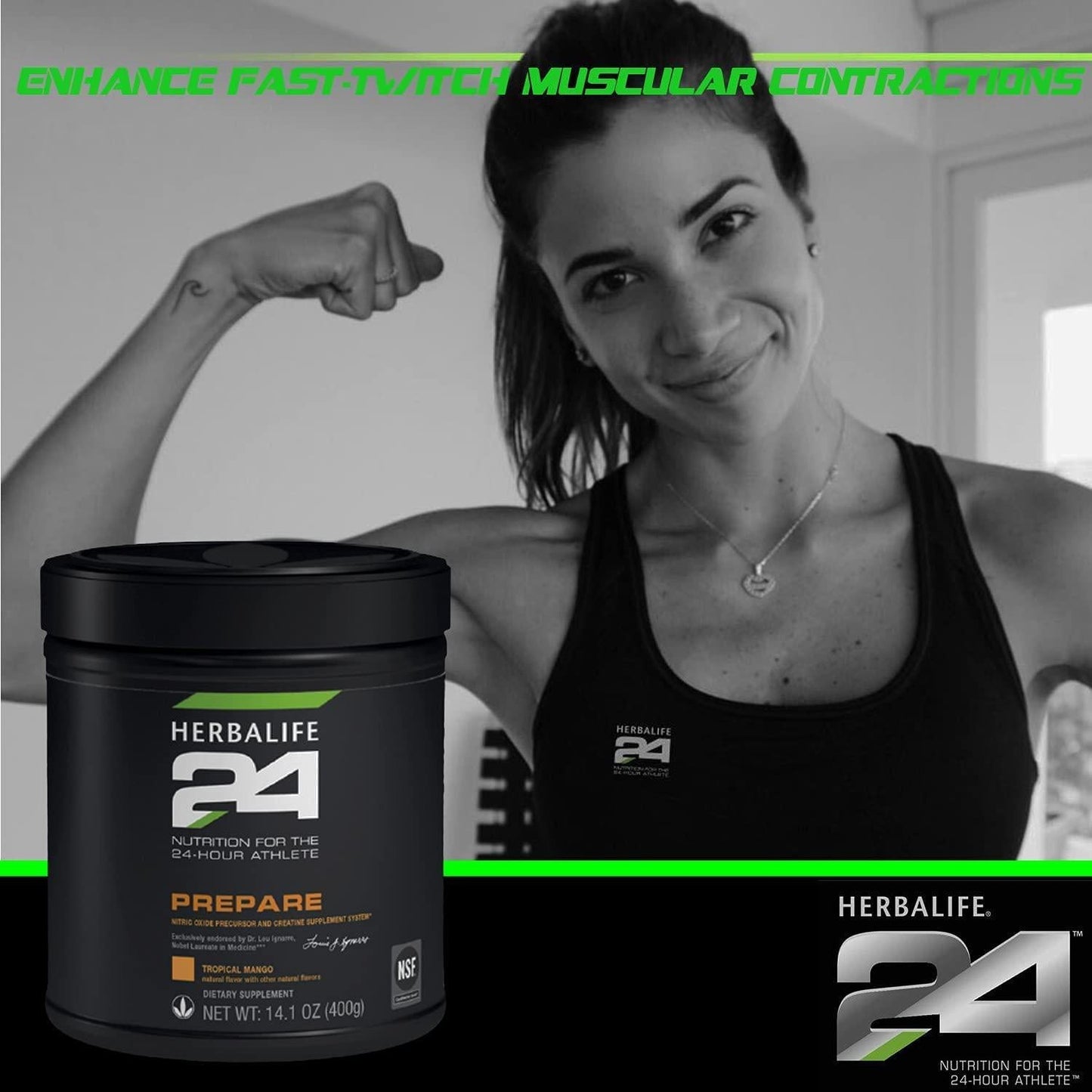 HERBALIFE24 Prepare: Tropical Mango (400 G), Nutrition for The 24-Hour Athlete, Nitric Oxide Precursor and Creatinine Supplement System, Natural Flavor, No Artificial Sweetener