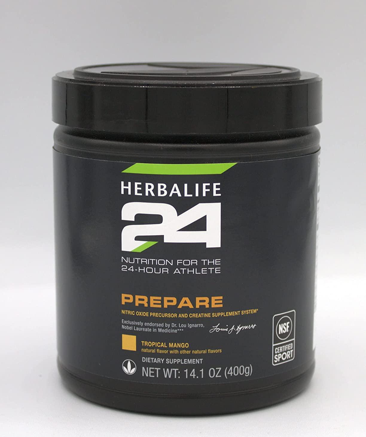 HERBALIFE24 Prepare: Tropical Mango (400 G), Nutrition for The 24-Hour Athlete, Nitric Oxide Precursor and Creatinine Supplement System, Natural Flavor, No Artificial Sweetener
