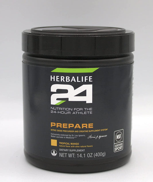 HERBALIFE24 Prepare: Tropical Mango (400 G), Nutrition for The 24-Hour Athlete, Nitric Oxide Precursor and Creatinine Supplement System, Natural Flavor, No Artificial Sweetener