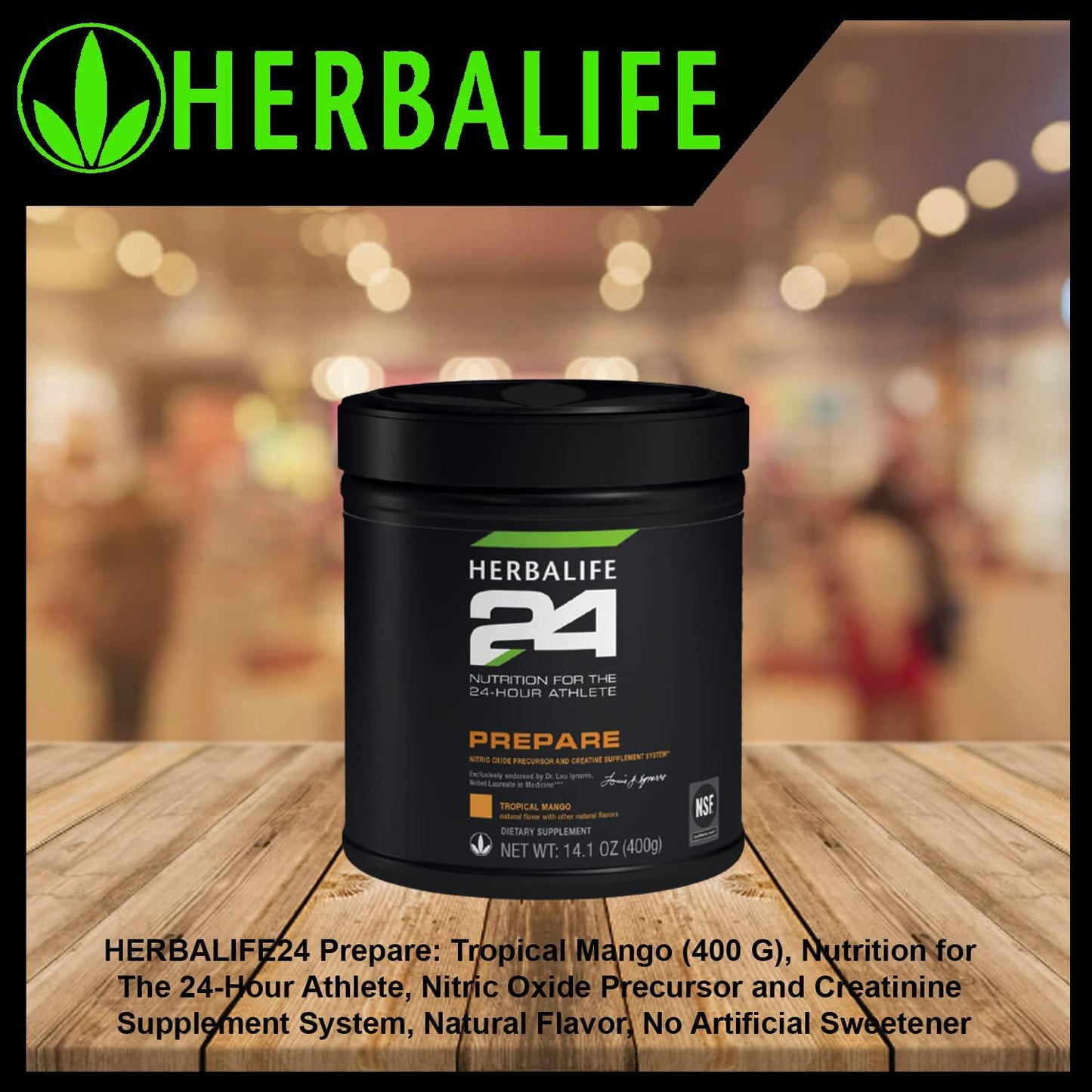HERBALIFE24 Prepare: Tropical Mango (400 G), Nutrition for The 24-Hour Athlete, Nitric Oxide Precursor and Creatinine Supplement System, Natural Flavor, No Artificial Sweetener