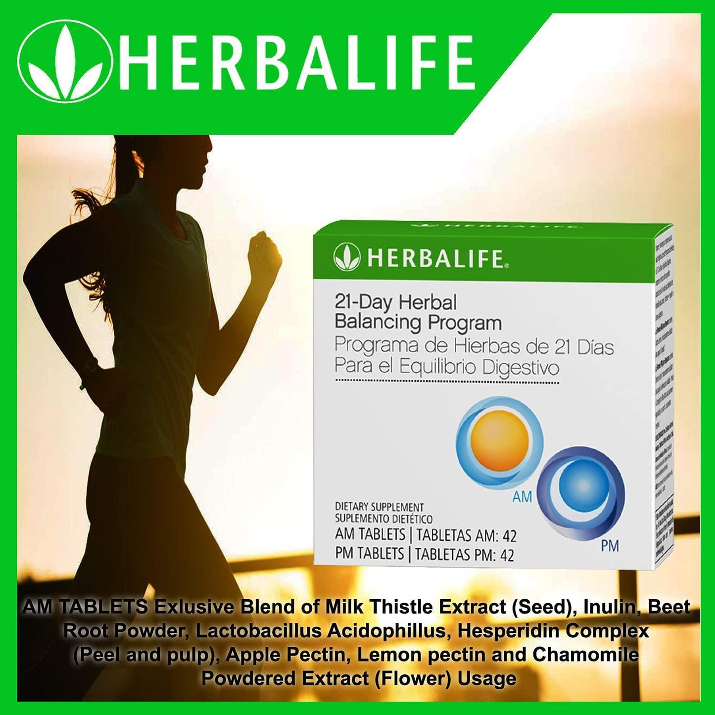 HERBALIFE 21-Day Herbal Balancing Program: 42 Tablets for AM/42 Tablets for PM for Skin Health, Digestive Health, Provides Antioxidants, Rich Source of Vitamins and Minerals