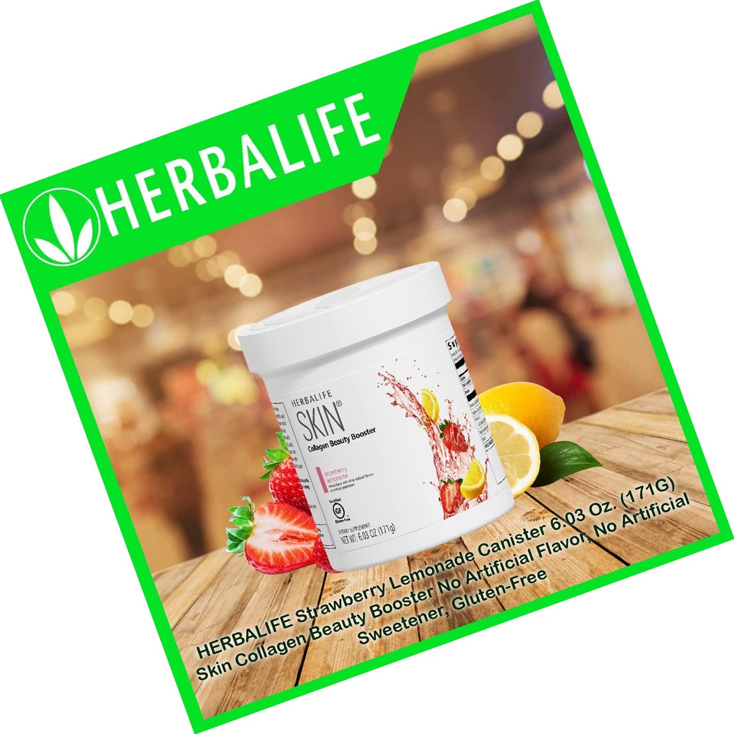 HERBALIFE Skin Strawberry Lemonade Canister 6.03 Oz. (171G) Skin Collagen Beauty Booster: No Artificial Flavor, No Artificial Sweeteners, Gluten-Free
