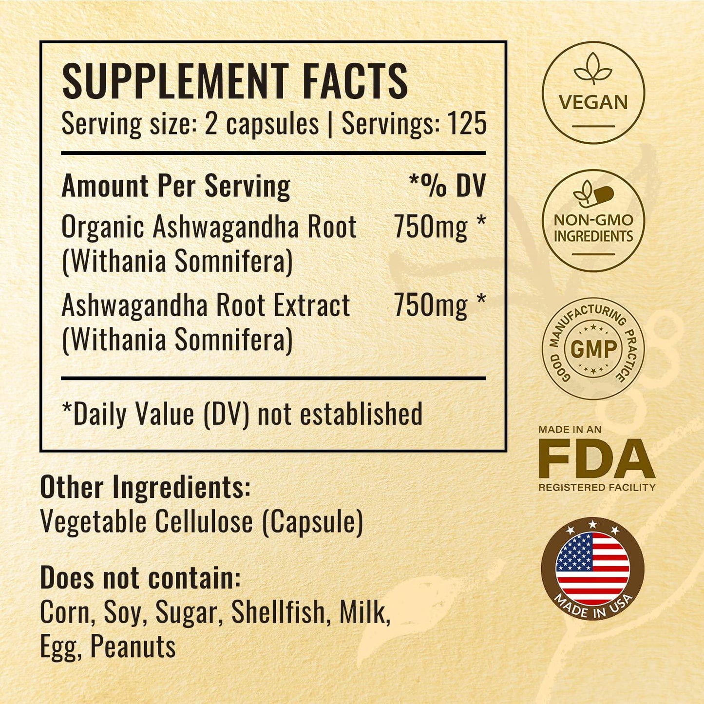 HERBAMAMA Ashwagandha 250 Capsules 1500mg - Organic Withania Somnifera Root Powder - Natural Support for Stress Relief, Sleep Aid and Mood Enhancer - Vegan, and Non-GMO Pills