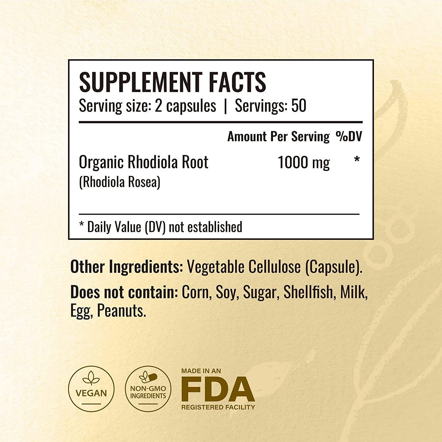 HERBAMAMA Rhodiola Capsules - Daily Dietary Supplement Promoting Energy Boost, Brain Function, Natural Stress Relief - Helps with Weight Management, Exercise Performance - 1000mg, 100 Caps per Bottle