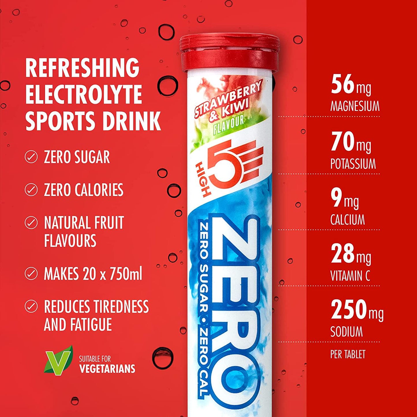 HIGH5 Zero Electrolyte Hydration Tablets Added Vitamin C (Strawberry and Kiwi, 20 Count (Pack of 1))