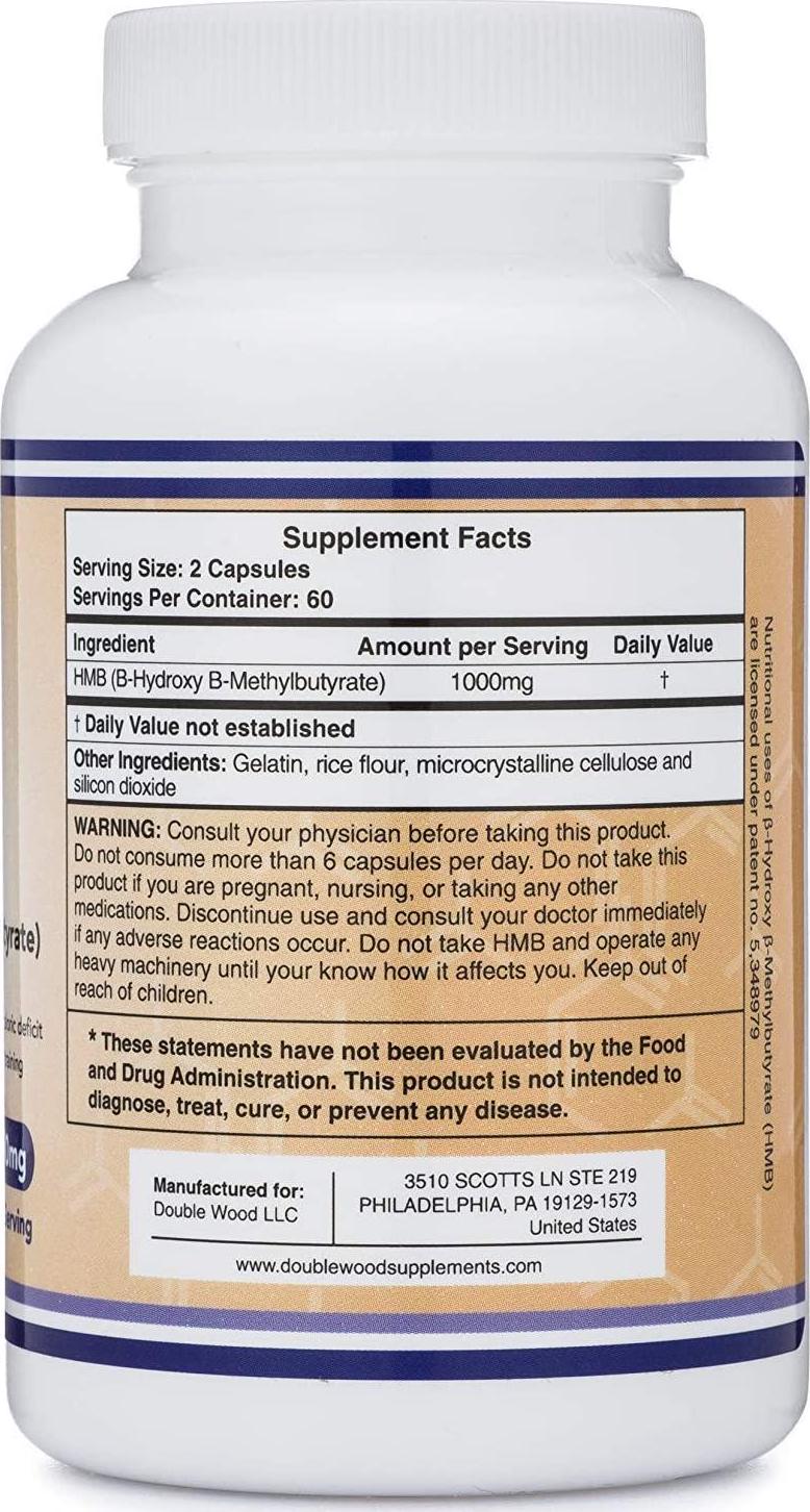 HMB Supplement, Third Party Tested, for Muscle Recovery, Growth, and Retention (Protein Synthesis) - Made in USA, 120 Capsules, 1000mg Per Serving