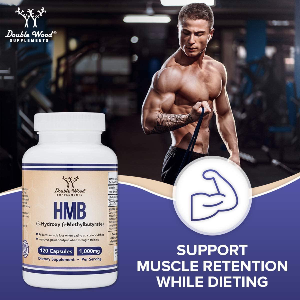 HMB Supplement, Third Party Tested, for Muscle Recovery, Growth, and Retention (Protein Synthesis) - Made in USA, 120 Capsules, 1000mg Per Serving
