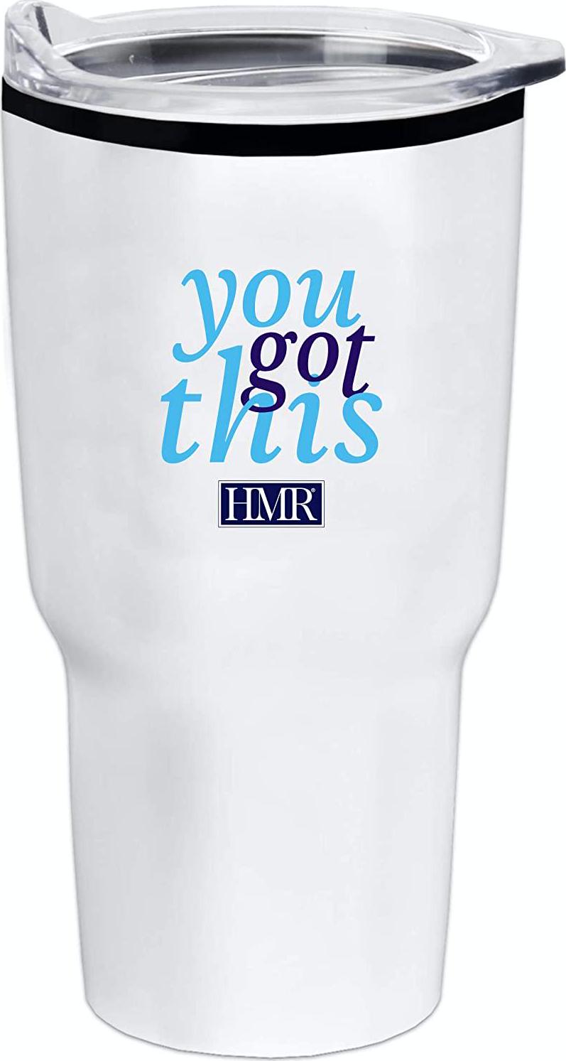 HMR 120 Shake and Tumbler Starter Set (Chocolate) - Chocolate Shake Meal Replacement Powder, 12g Protein, 120 Cal., Canister of 12 Servings paired with an HMR Extra Large 28 Oz. Stainless Tumbler