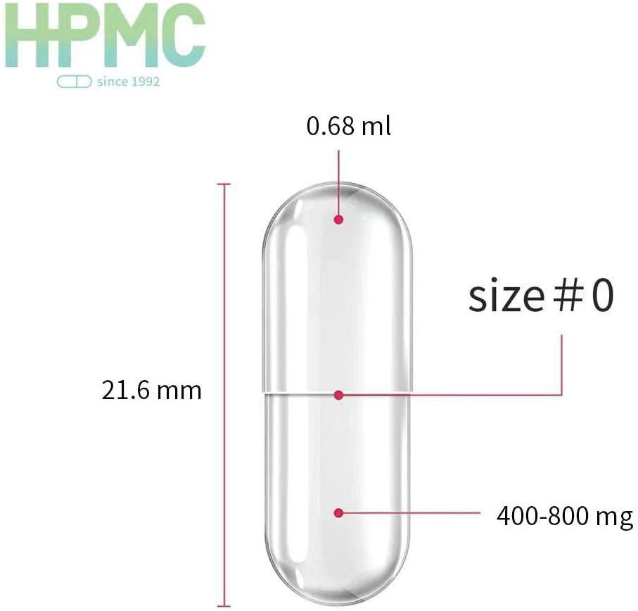 HPMC Size 0 Empty Vegetarian Capsules - Clear Empty Vegan Capsules - Vegetarian Empty Pill Capsules- DIY Vegetable Capsule Filling- Vegetable Pill Capsules Empty Caps Pills (1000 Count)