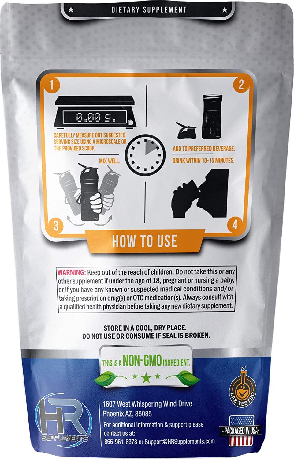 HR Supplements L-Arginine Alpha Ketoglutarate (AAKG) Powder, 1 Kilogram (2.2 Lbs), Unflavored, Lab-Tested, Scoop Included