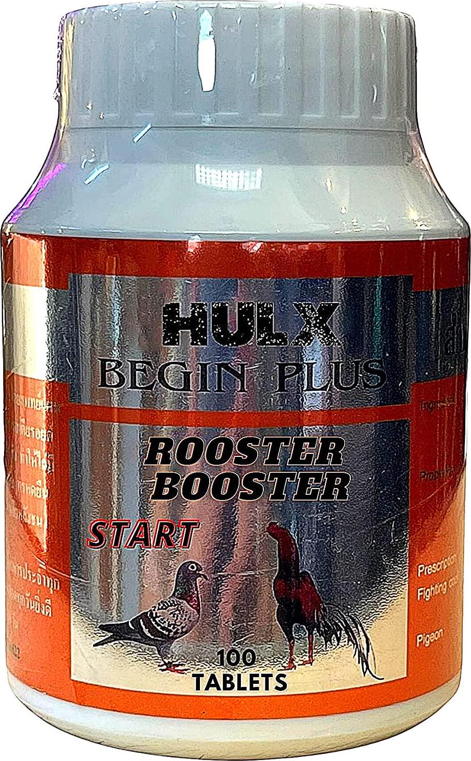 HULX Begin Plus 100 Tablets, Start Program Formula Rooster Booster Vitamins Health Supplement for Good Health, Build Muscle, Blood, Energy Power Feed Chicken Bird Poultry, Fighting Gamecocks Hen Food