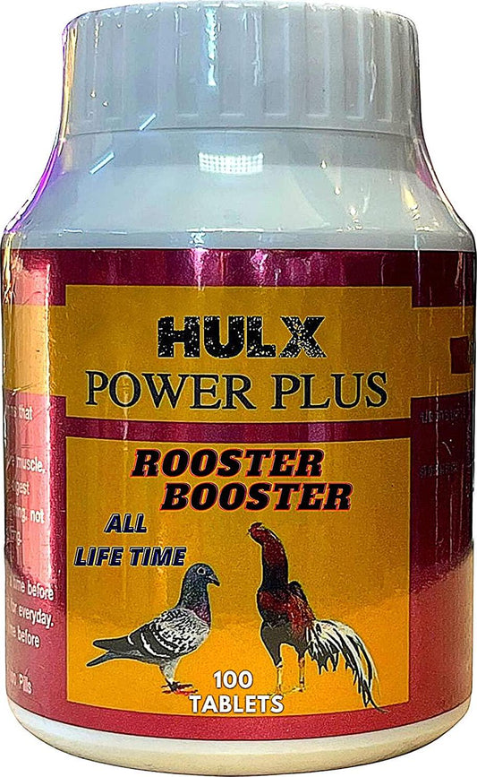 HULX POWER MAX 100 TABLETS, Fast Increasing Energy Formula Rooster Booster Vitamins Health Supplement for Good Health, Build Muscle, Blood, Power Feed Chicken Bird Poultry, Fighting Gamecocks Hen Food