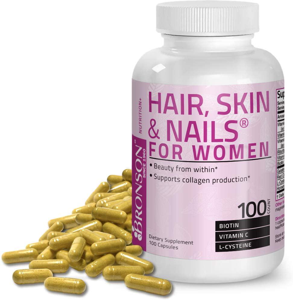 Hair, Skin and Nails with Biotin Extra Strength Vitamin Supplement for Women, 100 Capsules