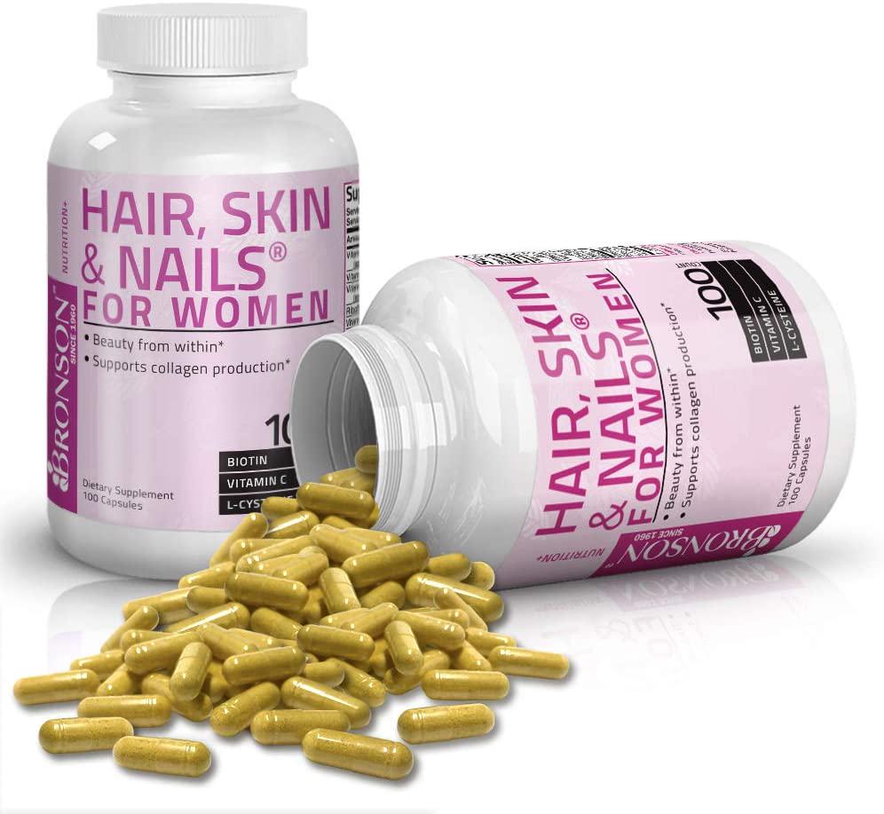 Hair, Skin and Nails with Biotin Extra Strength Vitamin Supplement for Women, 100 Capsules