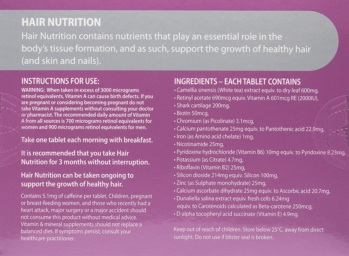 Hairdressers Formula Hair Nutrition Tablets for Women 1 Pack of tablets, White, 30 count