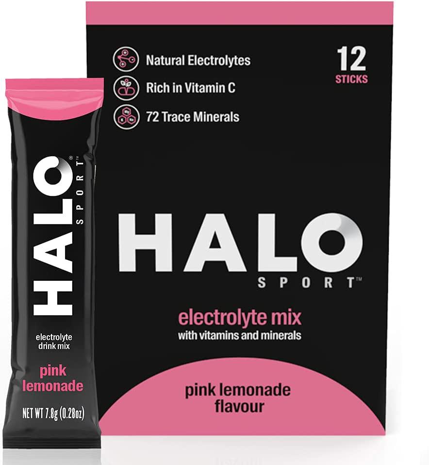 Halo: Hydration Electrolyte Powder Packets Pink Lemonade - 12 Servings (5g Each) - Organic Hydration Drink with Low Sugar + Essential Vitamins + Minerals - Vegan - Immunity Booster