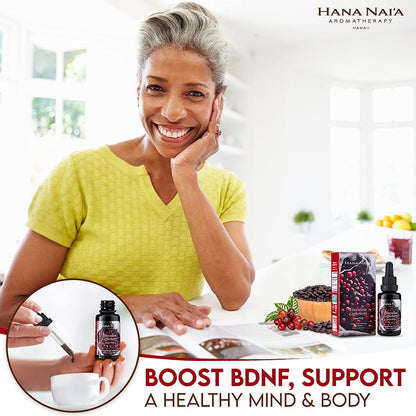 Hana Naia Coffee Fruit Extract, Brain Booster and Brain Health Supplement, Fast Acting BDNF Neurofactor Supplement, 100% Pure Hawaiian Coffee Berry Extract, Non-GMO | 30ml