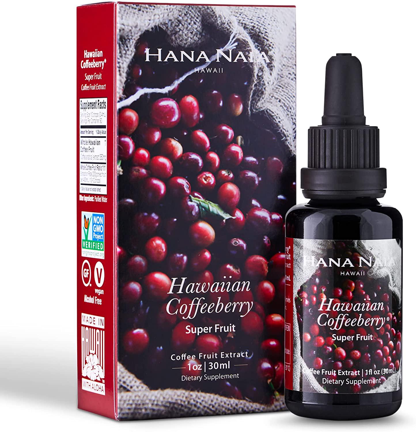 Hana Naia Coffee Fruit Extract, Brain Booster and Brain Health Supplement, Fast Acting BDNF Neurofactor Supplement, 100% Pure Hawaiian Coffee Berry Extract, Non-GMO | 30ml