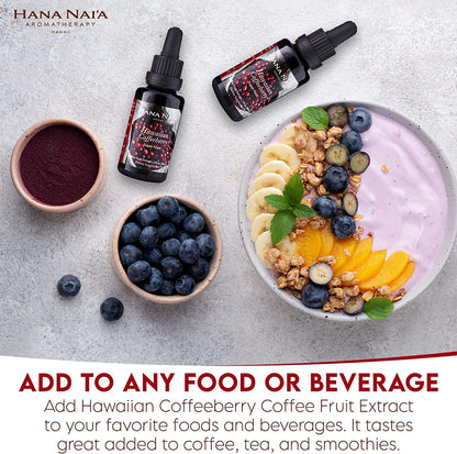 Hana Naia Coffee Fruit Extract, Brain Booster and Brain Health Supplement, Fast Acting BDNF Neurofactor Supplement, 100% Pure Hawaiian Coffee Berry Extract, Non-GMO | 30ml