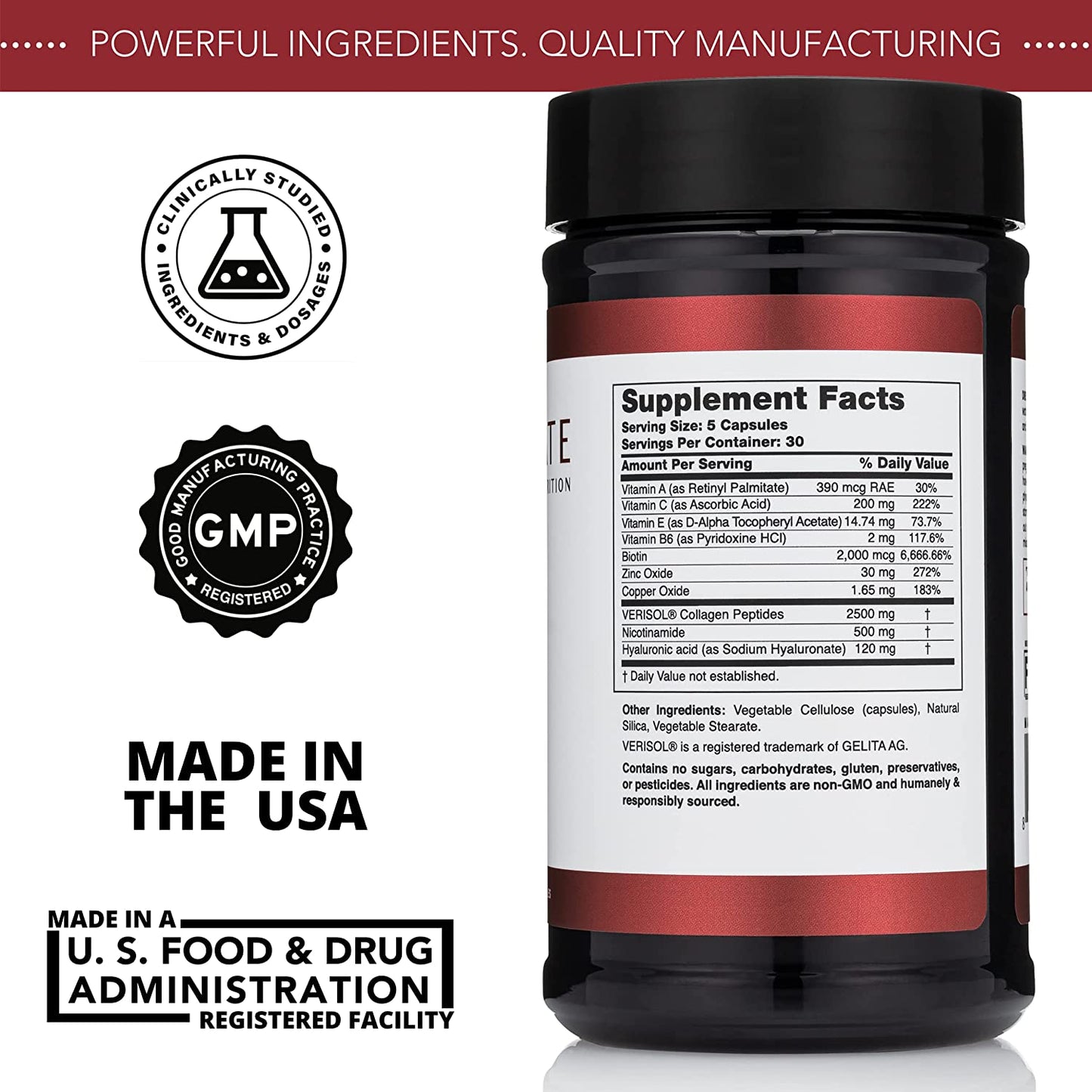 HealFast Rejuvenate - 4-in-1 VERISOL Collagen Capsules + Nicotinamide, Vitamins, Hyaluronic Acid, Biotin - Anti Aging Beauty and Skin Supplement Clinically-Studied and Physician Formulated - 150 Capsules