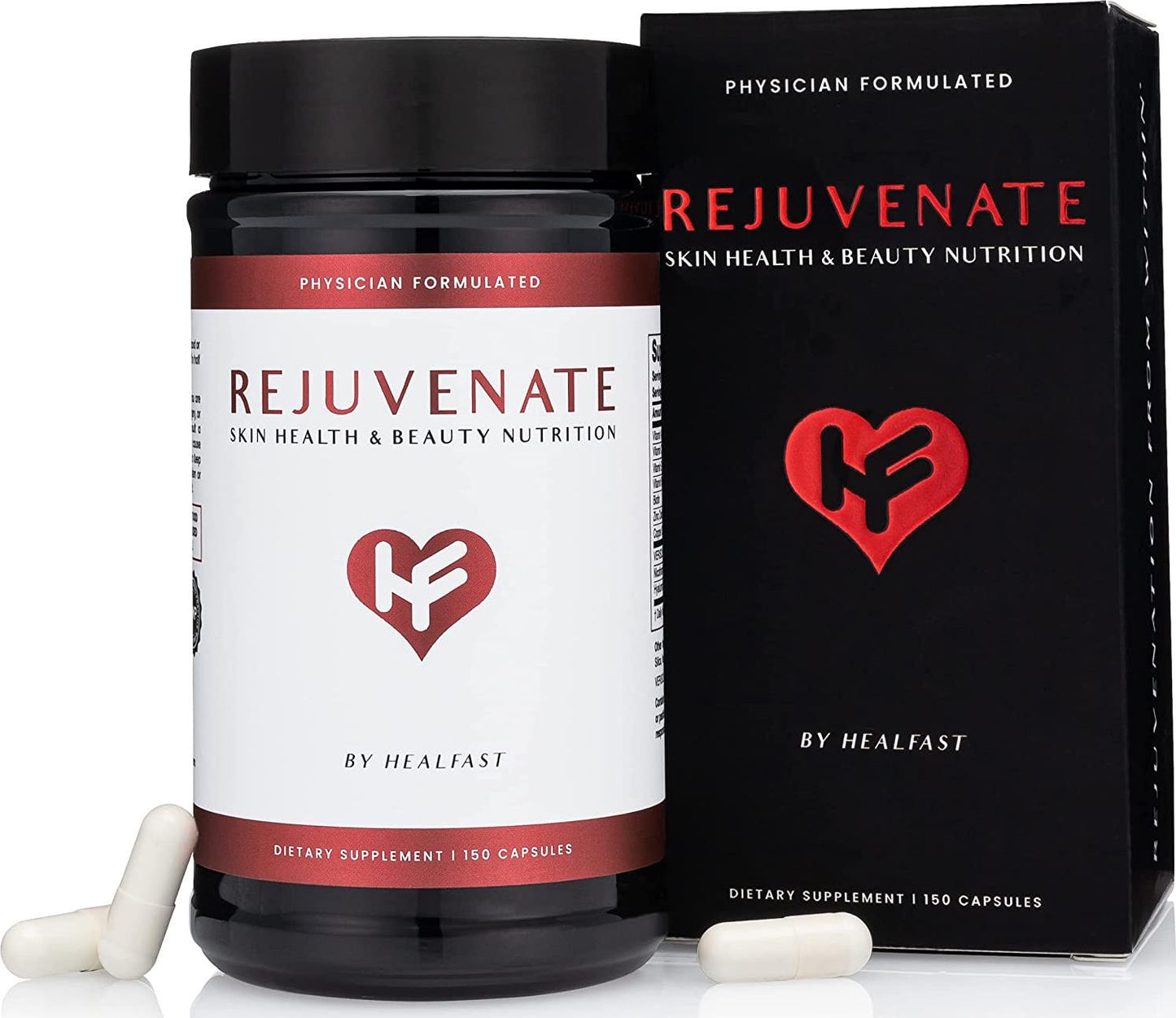 HealFast Rejuvenate - 4-in-1 VERISOL Collagen Capsules + Nicotinamide, Vitamins, Hyaluronic Acid, Biotin - Anti Aging Beauty and Skin Supplement Clinically-Studied and Physician Formulated - 150 Capsules